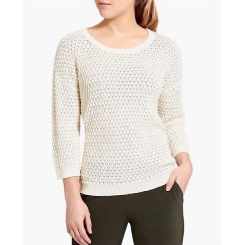 Athleta Seychelles linen cotton ivory knit pullover sweater